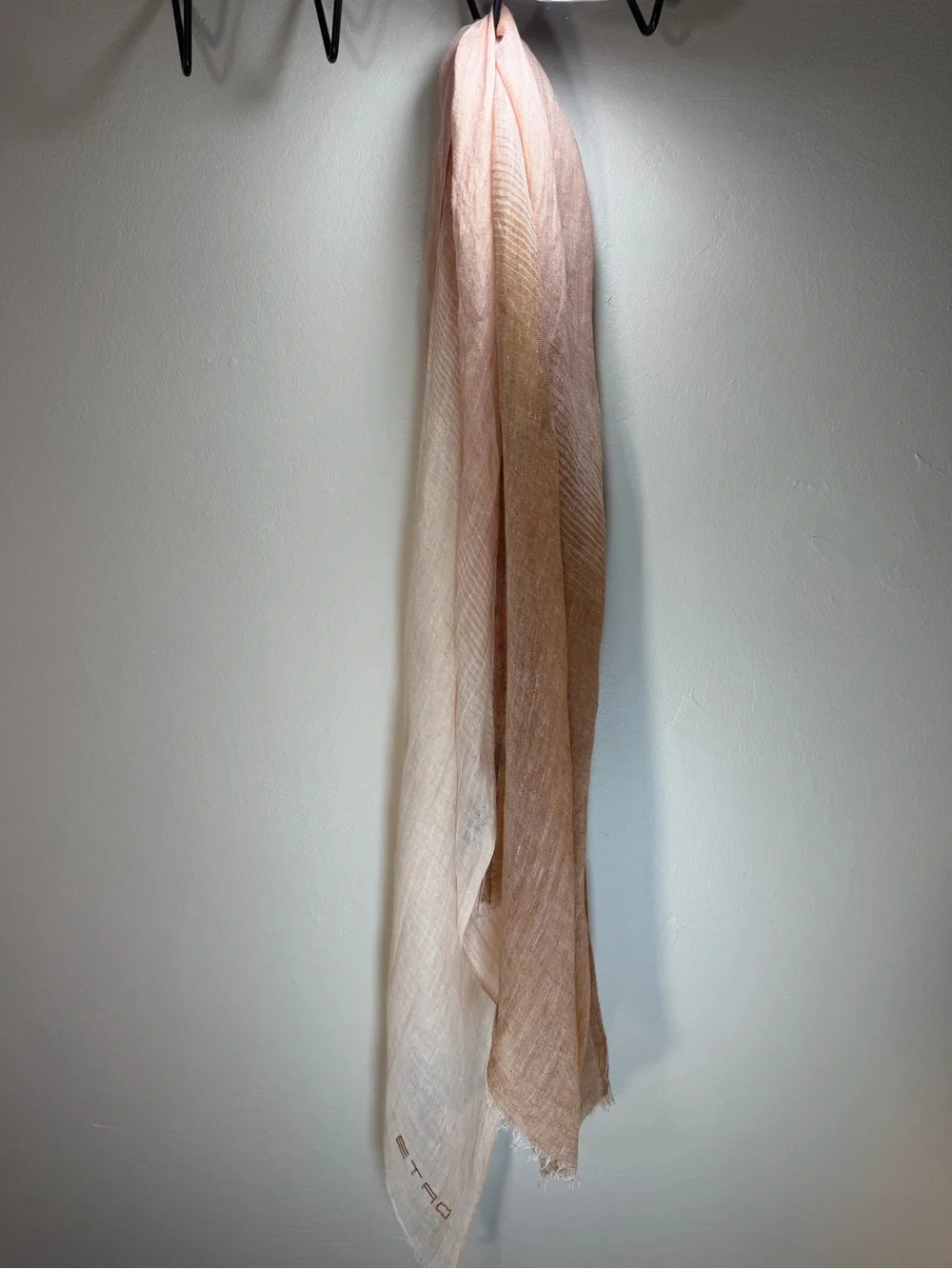 ETRO Ombre Linen Scarf in Blush, Cream & Brown